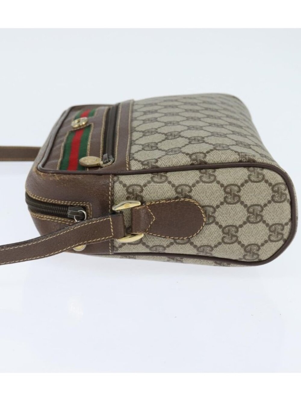 GUCCI GG Supreme Web Sherry Line Bag PVC Beige Gold 40 02 088 - Picture 3 of 16
